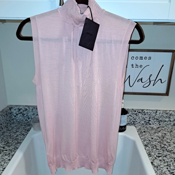 Prada NWTs High-neck Sleeveless Knitted Top - Picture 2 of 13